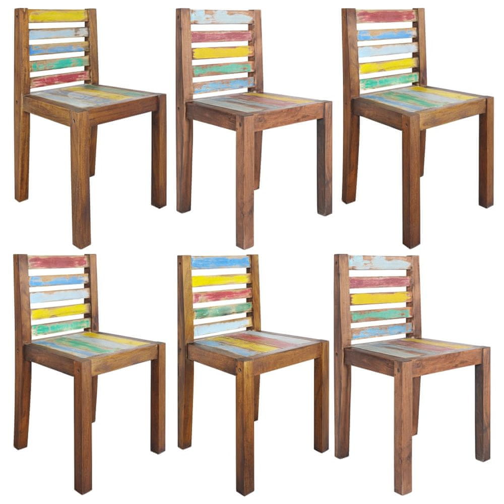 Vidaxl Jedálenské stoličky z recyklovaného dreva 6 ks